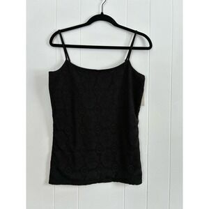 NWT Ann Taylor Black Lace Trim Camisole Tank Top Women's Size M